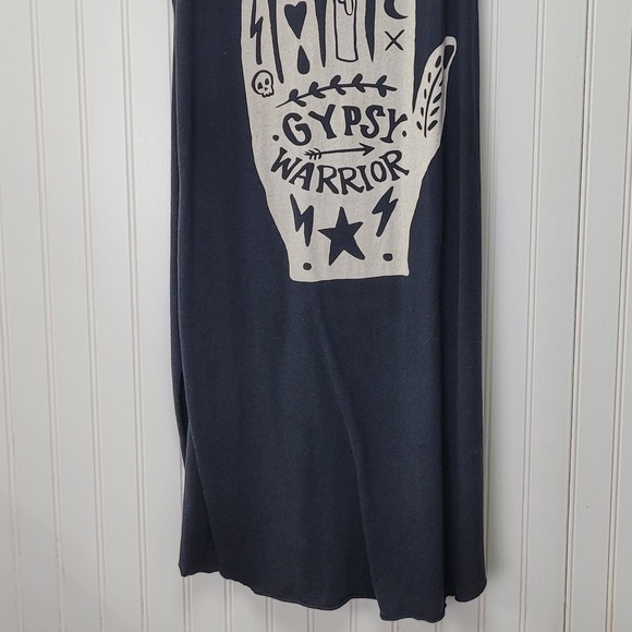 Gypsy Warrior Dress Tank Tunic Pajama Size M L Black Logo Graphic Side Slit Hem - Picture 4 of 7
